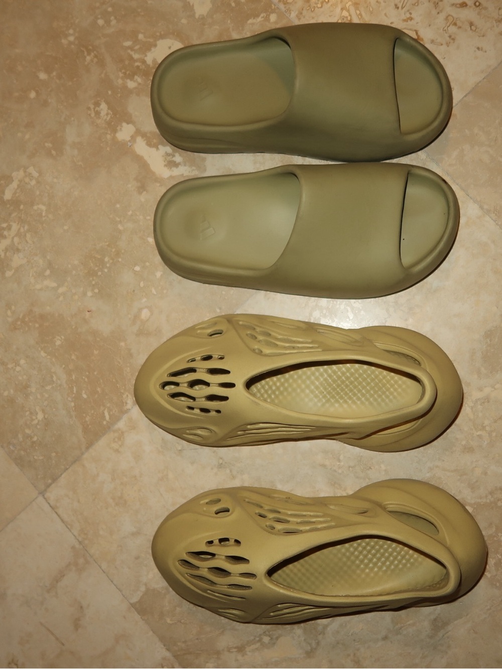 Yeezy Slide and Yeezy Foam Set in Olive Green
